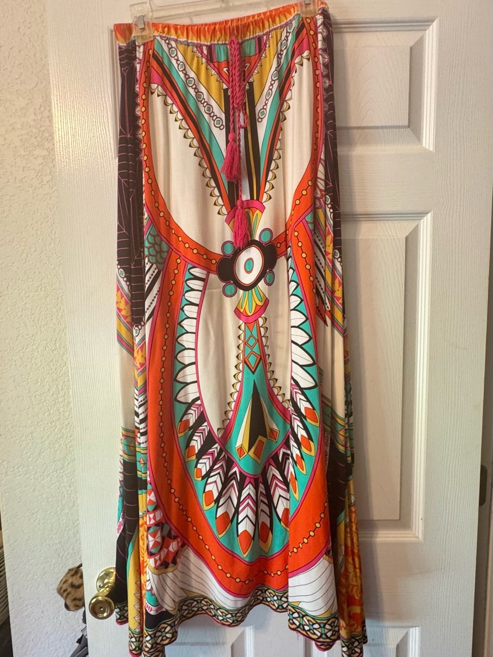 Flying Tomato Aztec Boho Skirt in Orange, Turquoise & Pink - Picture 2 of 6